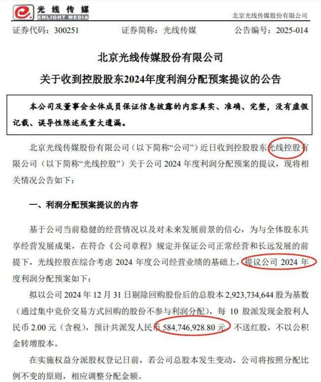 《哪咤2》太赚钱，光线传媒拟分红 5.8 亿！