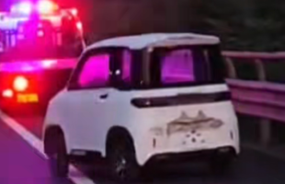 高速惊现站立的小汽车：车身90度直立稳如雕塑